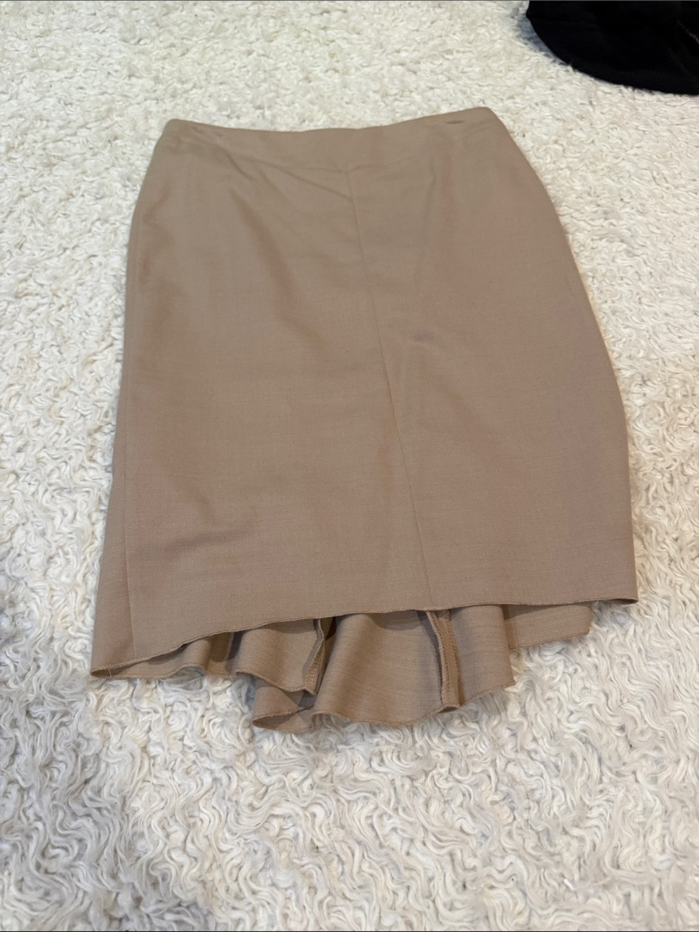 BCBGMaxAzria Taupe High-Low Ruffle Hem Skirt